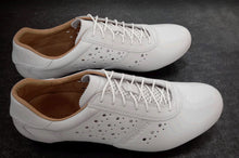 Load image into Gallery viewer, White road cycling shoes. Full grain leather