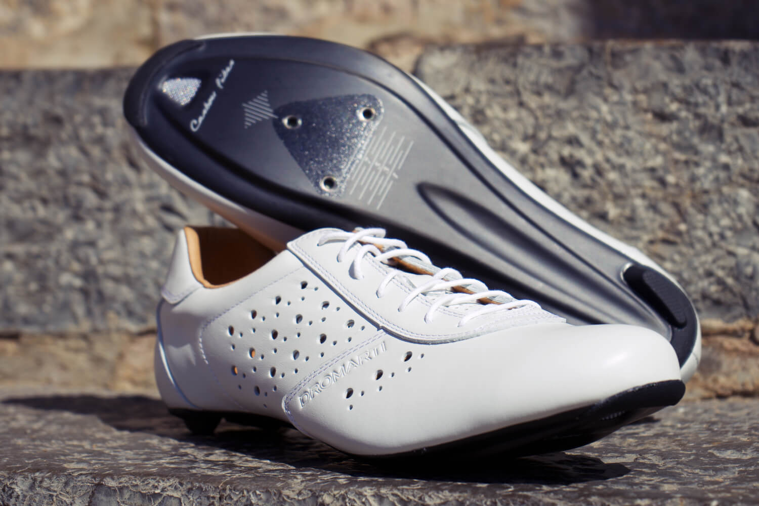 rennrad schuhe weis Nuovo Carbon . Weiße Rennradschuhe aus Leder